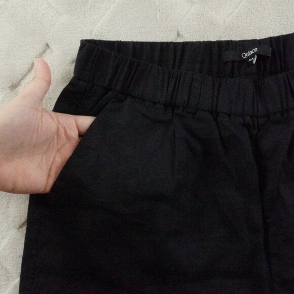 Quince Linen Pull On Pants Womens Medium Black Pull On Stretch Straight Leg - Picture 3 of 11